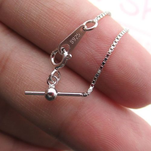 DIY Pearl Accessories S925 Sterling Silver Platinum Plated Box Chain with Silicone Adjustable String Heart Passepartout Necklace