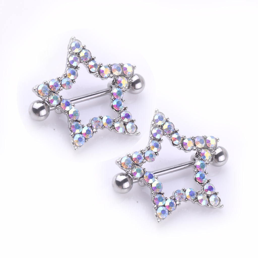 Fashion Geometric Stainless Steel Five-pointed Star Breast Ring Wholesale display picture 1