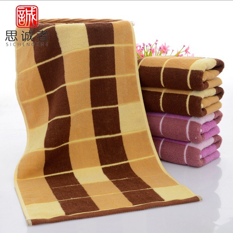 现货批发全棉毛巾柔软吸水盛世图腾大方格礼品毛巾定制刺绣logo|ru