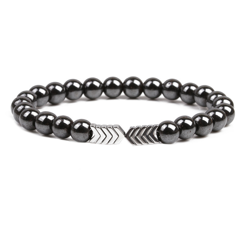 AliExpress popular negro magnético bestia piedra pulsera de cobre colorido pequeño V flecha con cuentas pulsera de los hombres casa recta