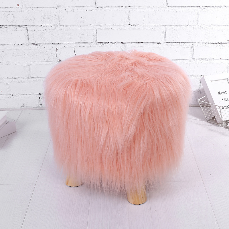 Color sólido de lana larga de madera maciza de carga taburete dormitorio sofá de madera taburete sala de estar de entrada cambio de zapatos taburete muebles simples