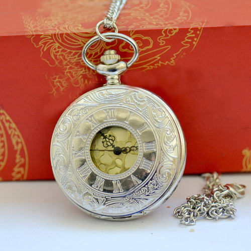 Cross-border Roman scale pocket watch dropshipping manufacturer wholesale large quartz pocket watch 6000-1