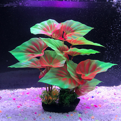 鱼缸造景厂家直销批发仿真榕树叶鱼缸装饰水草水族箱布景富贵叶|ms
