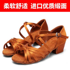 女童拉丁舞蹈鞋黑色拉丁跳舞鞋白色女童拉丁舞蹈鞋练舞鞋蝴蝶结