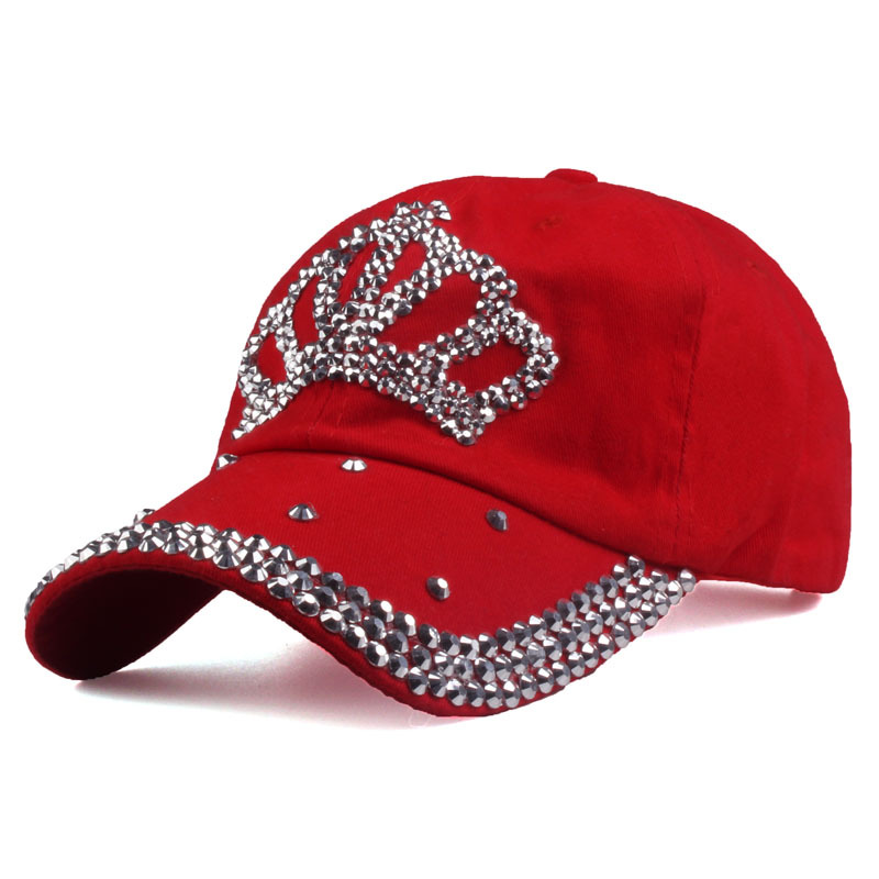 Women's Simple Style Crown Rhinestone Flat Eaves Baseball Cap display picture 1