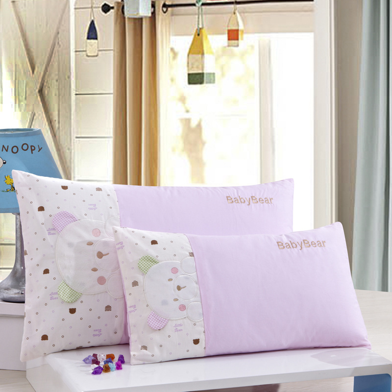 厂家直销全棉绣花儿童枕头枕芯可拆洗枕套透气卡通四季通用枕头|ms