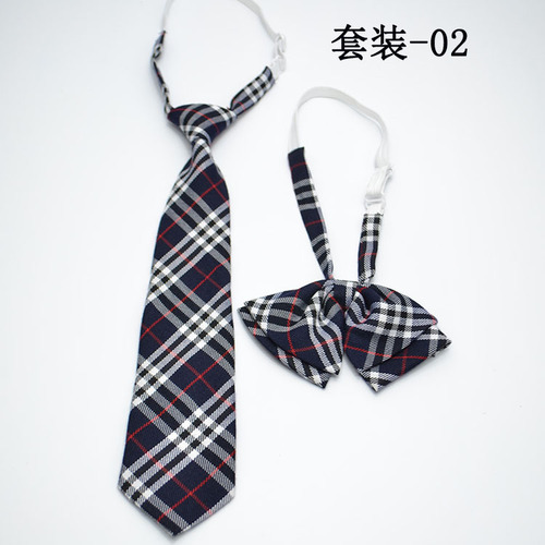 Children's tie polyester striped cotton plaid tie with flower school uniform performance accessories manufacturer customized