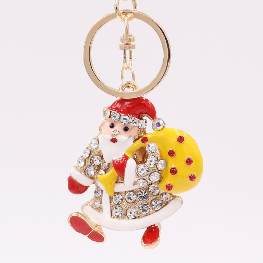 Nuevo regalo caliente aleación diamante gota aceite Navidad serie Santa Claus llavero colgante adornos regalo