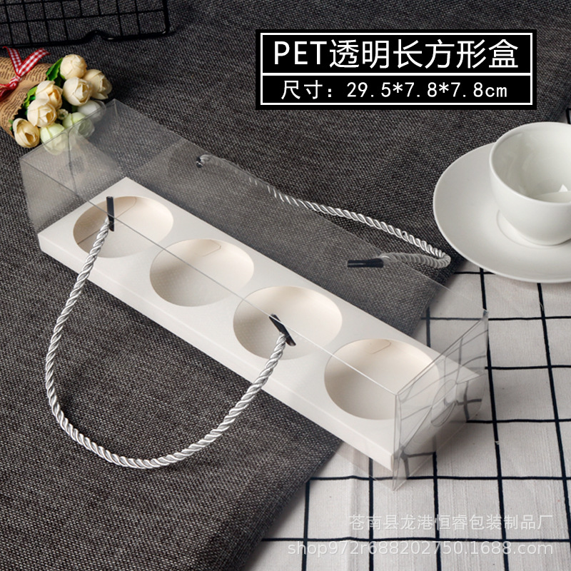 Transparente para mascotas protección del medio ambiente nieve meiniang occidental para hornear caja portátil yema de huevo caja de embalaje crujiente caja de embalaje de frijol verde caja de la ampolla de la torta