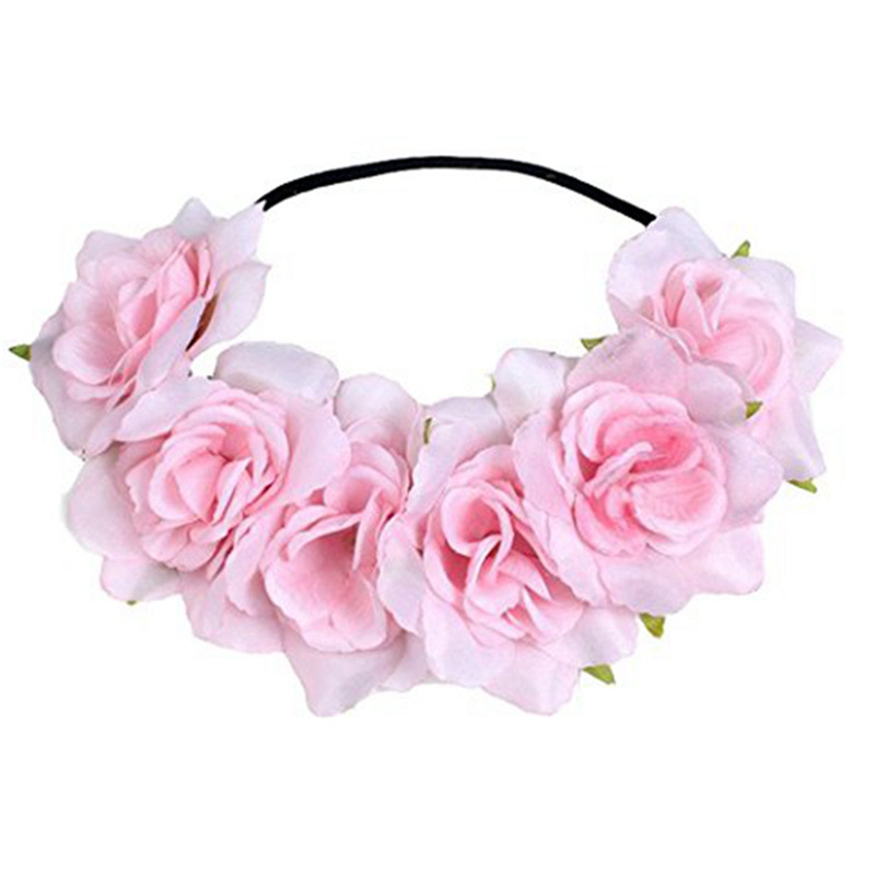 6朵仿真牡丹花朵黑色弹力发带05