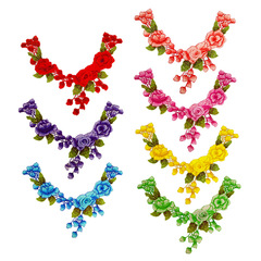 臻美繡品 服裝輔料刺繡花邊布貼機繡花朵貼衣服補丁立體彩色領花