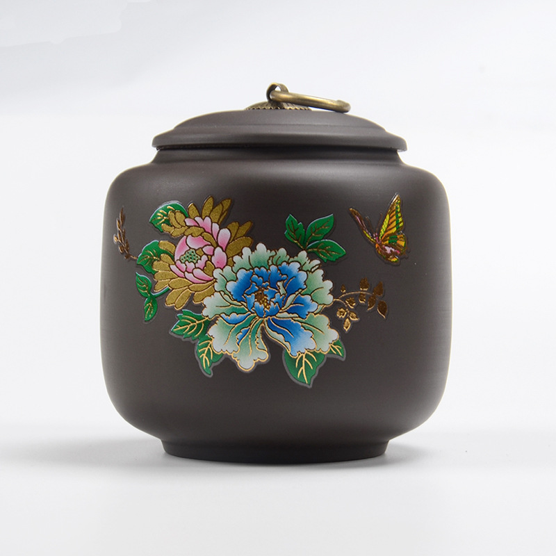 紫砂茶叶罐（花纹）