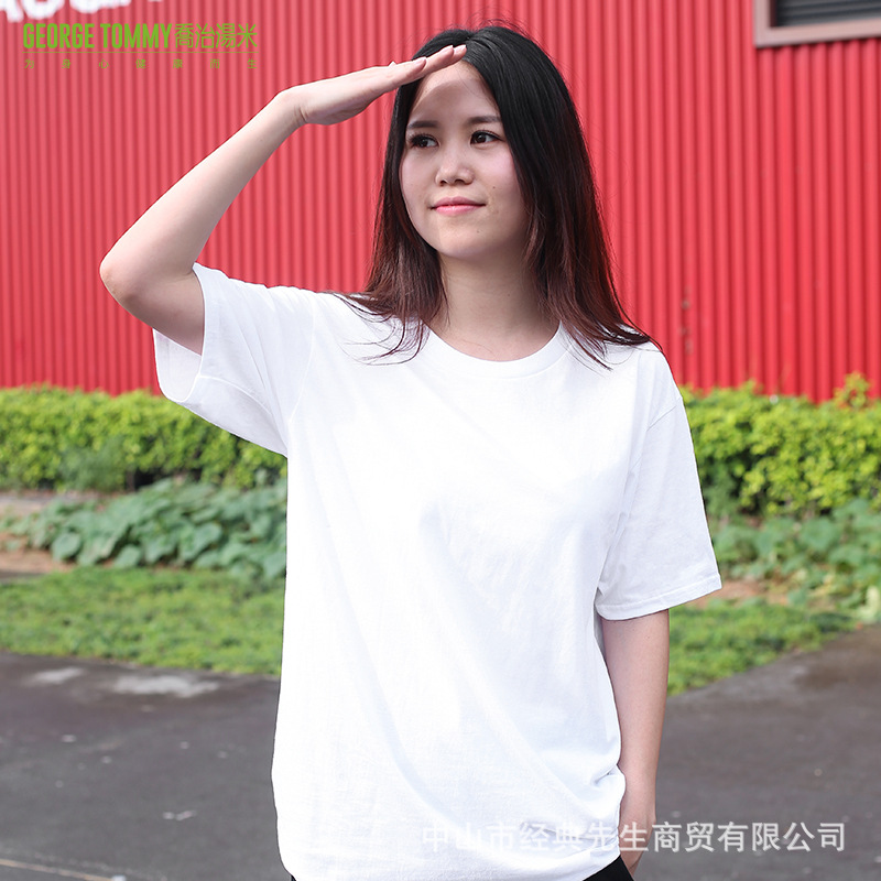 乔治汤米现货批发新款纯棉短袖男女同款宽松休闲大码T恤半袖上衣