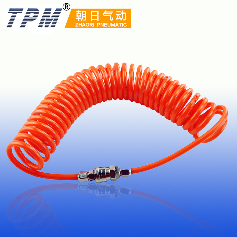 TPM朝日带弹簧管空压机皮管快速接头气管9米15米伸缩软管伸缩气管