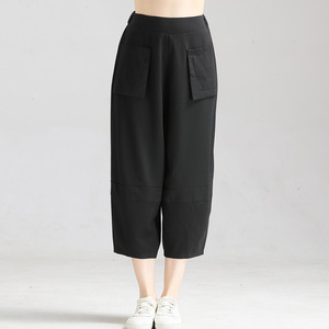 Fashionable casual pants with tight waist and wide legs summer