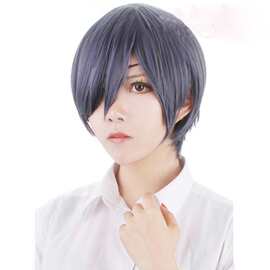 动漫cosplay黑执事夏尔假发男款凡多姆蓝灰色假毛假发厂家直销