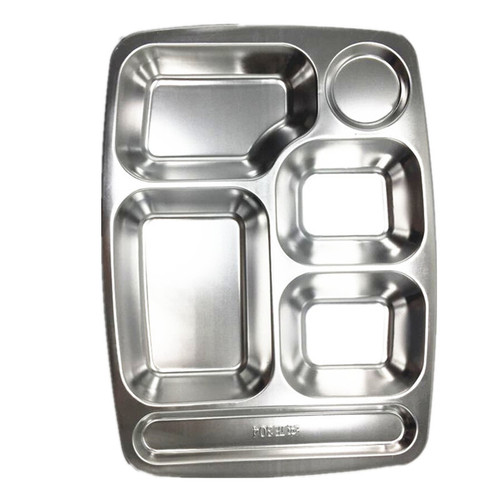 Stainless steel dinner plate 304 divided plate divided fast food plate school student employee canteen restaurant meal plate wholesale