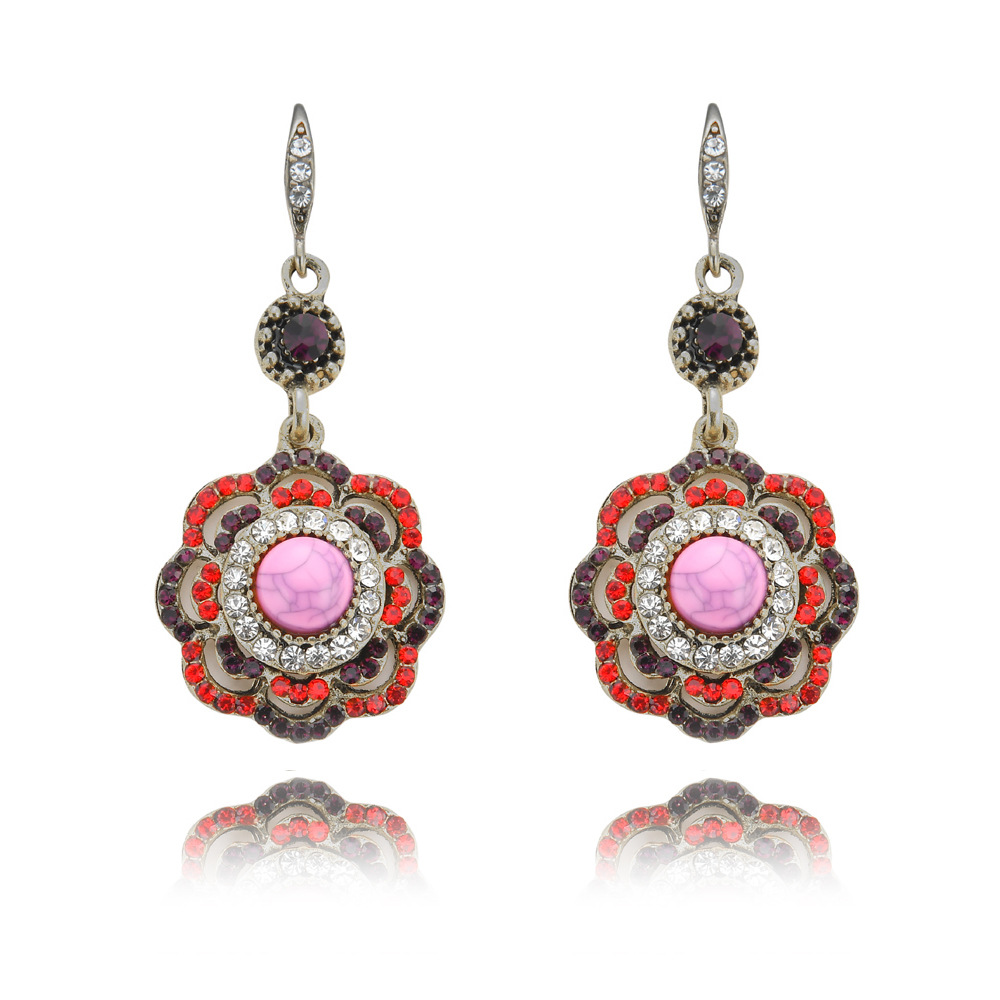 厂家直销欧美新款复古波西米亚民族风耳饰速卖通淘宝镂空花朵耳环