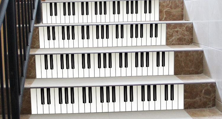 Innovative Removable Home Decorations Personalized Piano Keyboard Waterproof Stair DIY Creative Wall Stickers_voghion.com
