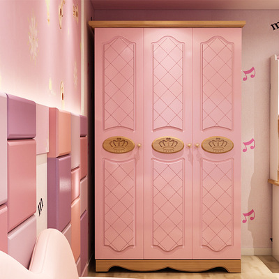 黑猫衣柜欧式田园实木储物两门三门四门板式衣橱组装卧室家具|ms