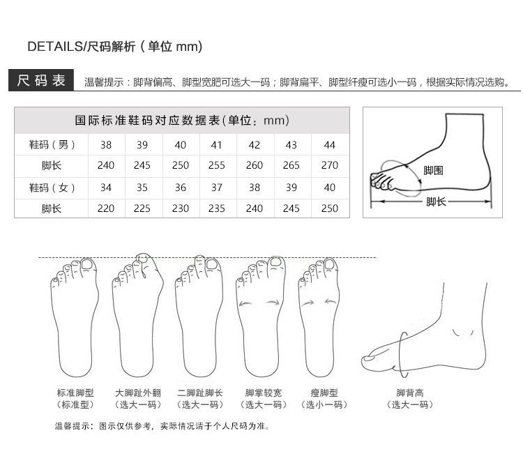 尺码表