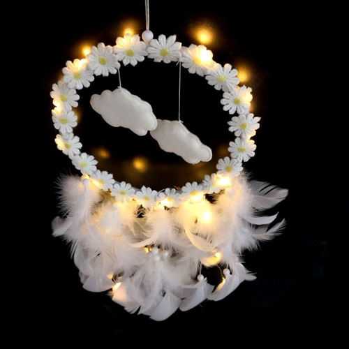 ins factory direct sales creative feather crafts dream catcher aerial cloud pendant flower and cloud dream catcher wind chime