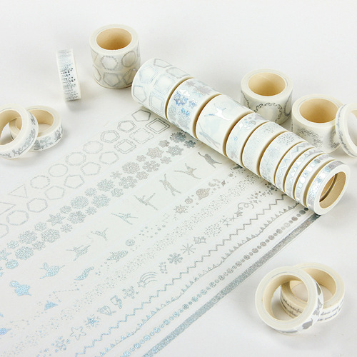 Heat transfer and paper tape journal album decoration tape, creative DIY heat transfer silver option