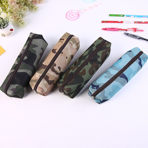 Creative camouflage stationery bag, fashionable Oxford cloth, large capacity student dirty-resistant pencil bag, military training pencil bag, direct supply from the manufacturer