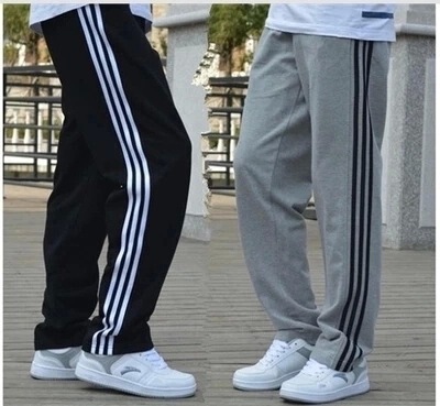 Summer Thin Men's Pocket Zipper Loose Sports Pants Extra Large Size Straight Cotton Running Casual Pants