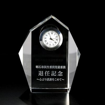 歐式鍾表水晶工藝品 k9水晶鍾擺件 商務辦公退職紀念水晶表件定制