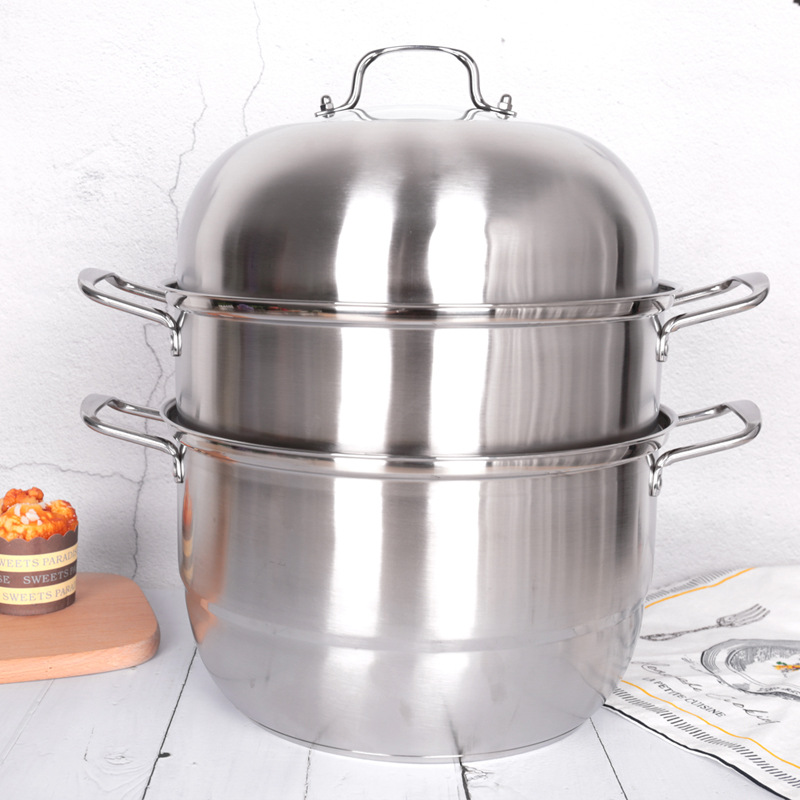 厂家直销不锈钢加厚无磁双层三层蒸锅复底多功能锅 高档礼品赠品