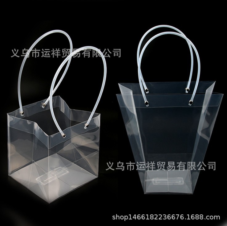 透明方形花袋可定制 蛋糕手提包装袋防水PP盆栽礼品袋厂家直销