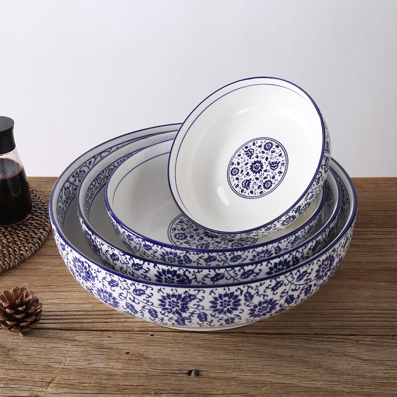 hotel household tableware Blue and white porcelain Large Soup bowl ceramics Large bowl Boiled fish Pickled fish With the Basin surface commercial