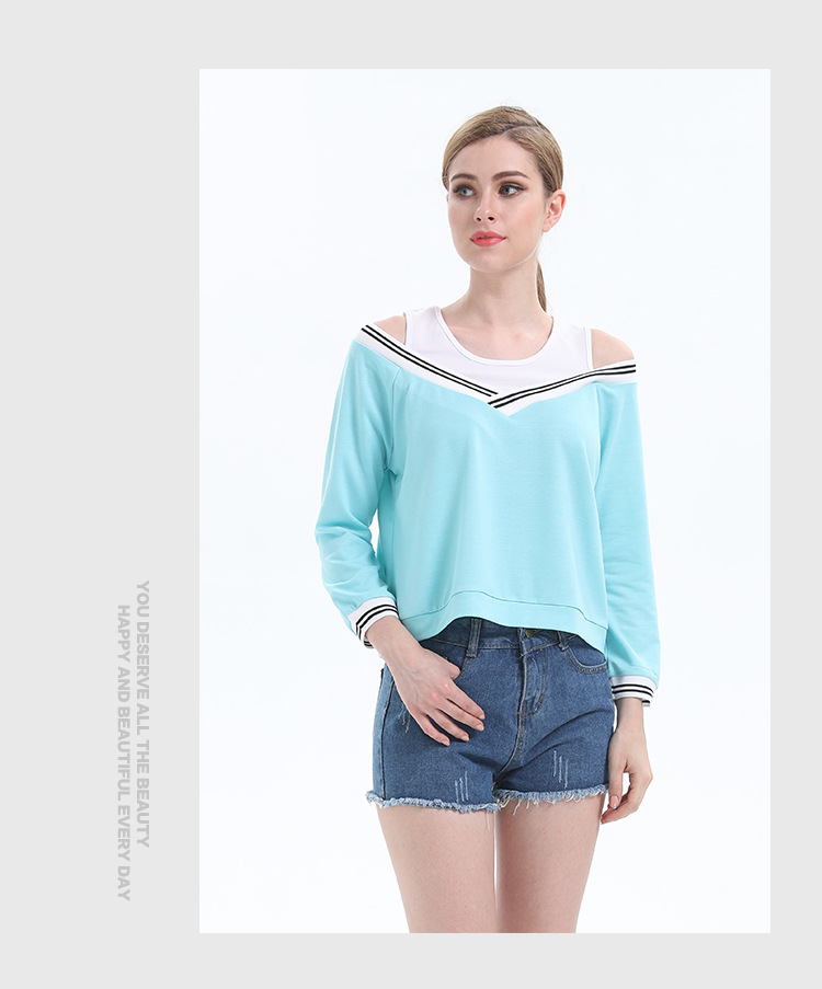 strapless long-sleeved slim fake two-piece T-shirt  NSJR19427