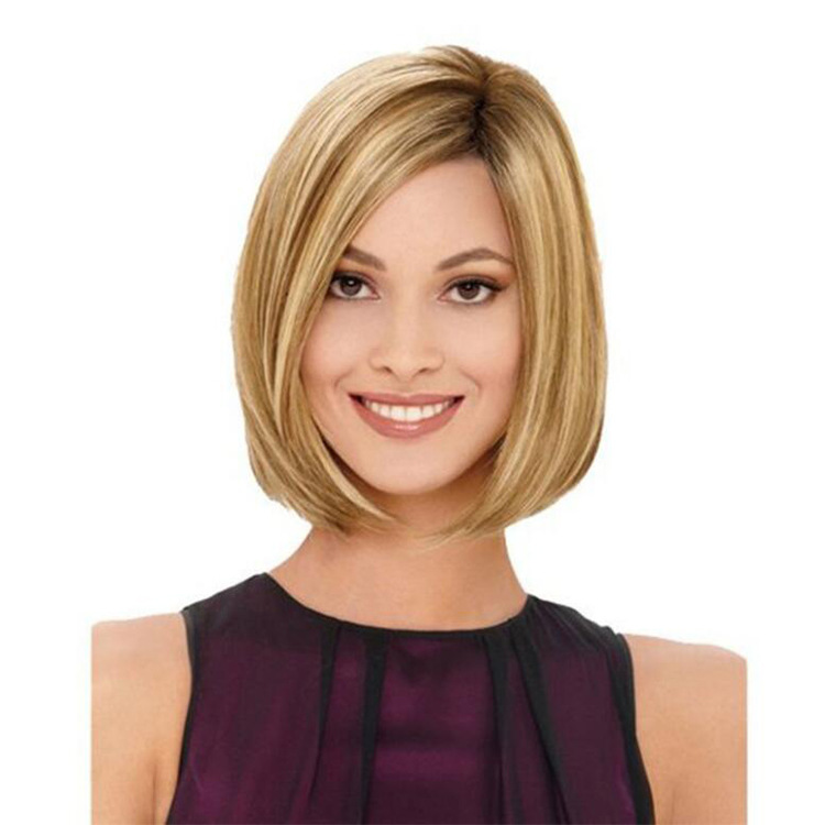 Women's Fashion Street High-temperature Fiber Centre Parting Short Straight Hair Wigs display picture 1