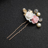 Ceramics, children's Chinese hairpin, Hanfu handmade, hairgrip from pearl, hair accessory for bride, accessories, roses