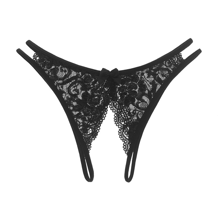 Sexy lace transparent open women's panties with cut-out seduction low waist hip hot thong t 2184