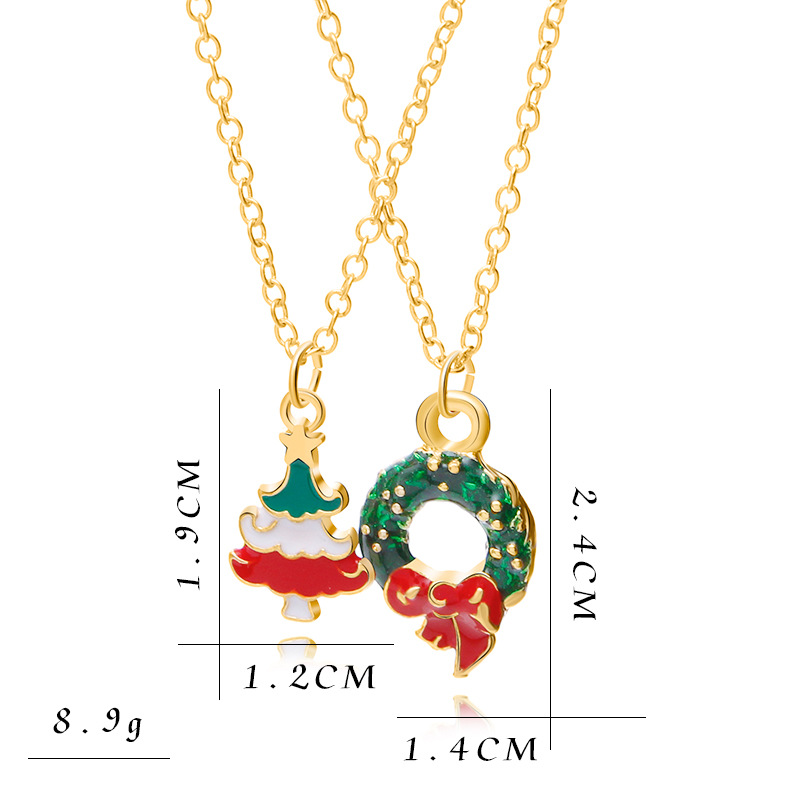 European And American New Ladies Christmas Drip Series Bell Snowman Wreath Santa Claus Necklace And Earrings Suite display picture 75