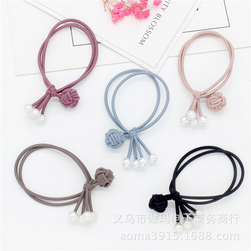 新款发饰头饰 珍珠球结韩版发圈 半边蝴蝶结加粗头绳2元店配货|ms