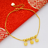 Fashionable brass ankle bracelet, double-layer small bell, one bead bracelet, 24 carat white gold, suitable for import