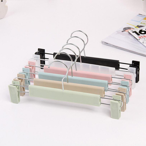 B210 household plastic strong trouser clip telescopic adult trousers hanger clip plain multifunctional trouser rack