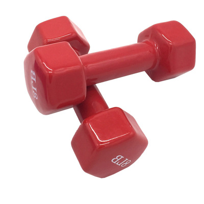 直销六角浸塑彩色哑铃儿童学生运动健身器材女士跳操光面哑铃|ms