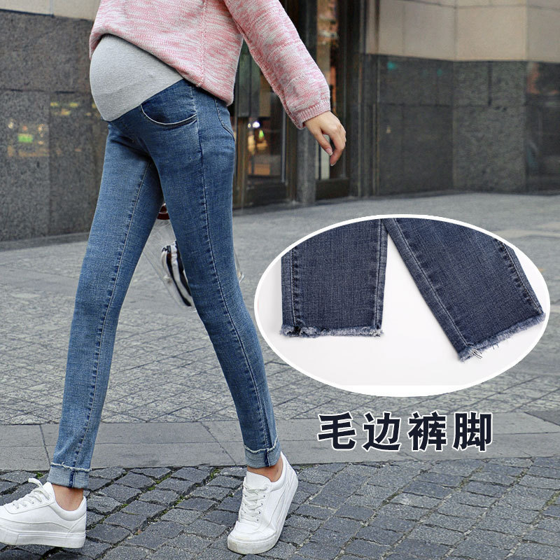 New Pregnant Women's Pants Jeans Trousers Spring Elastic Slim-Fit Stow Abdominal Skinny Pants Pencil Pants Woolen Pants Autumn
