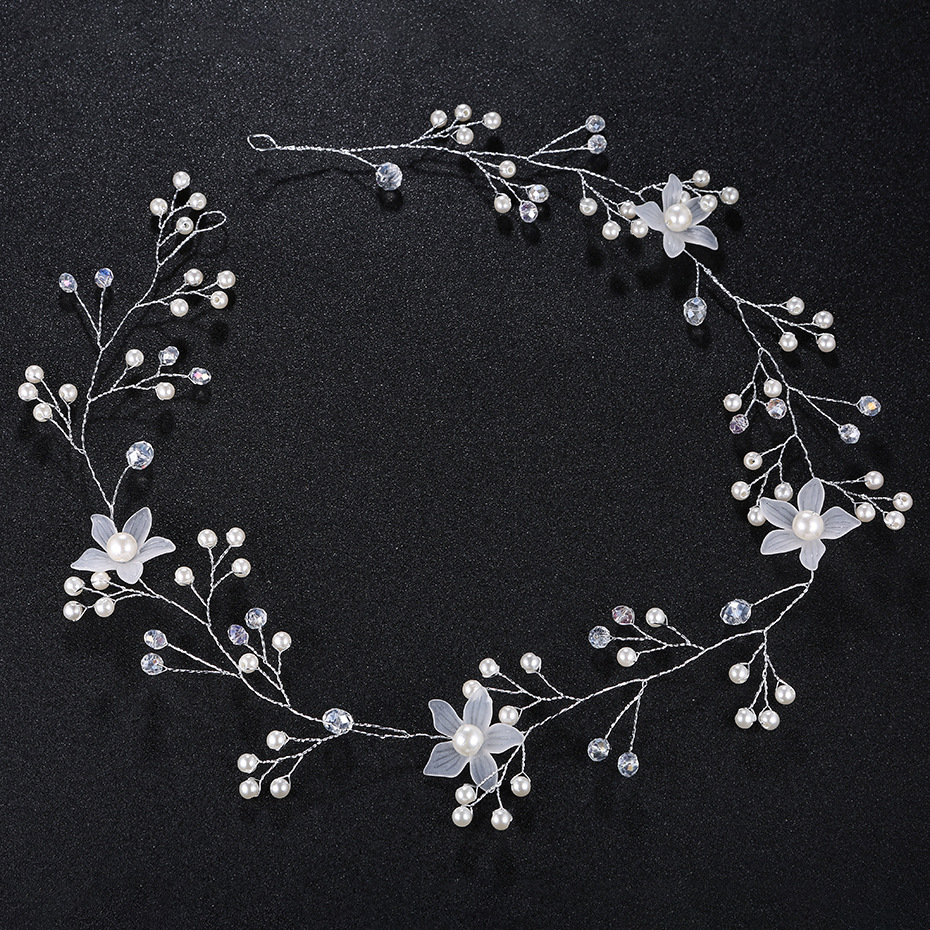 Handmade Pearl Shell Flower Bride Beach Wedding Jewelry Hairband Dress Accessories display picture 3