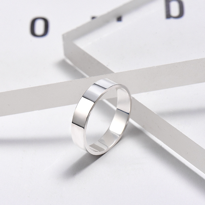 跨境专供S925纯银戒指 潮人欧美风简约光面男女对戒 饰品工厂定制|ms