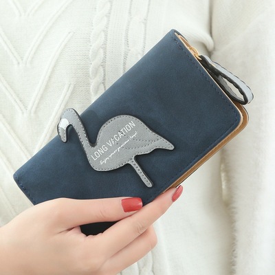 Cross border new pattern Korean Edition Flamingo Mosaic Two fold multi-function zipper coin purse have more cash than can be accounted for lady wallet