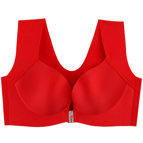 Front-button sleep bra without rims, push-up vest underwear for obese women, large cup sleep bra, light and breathable