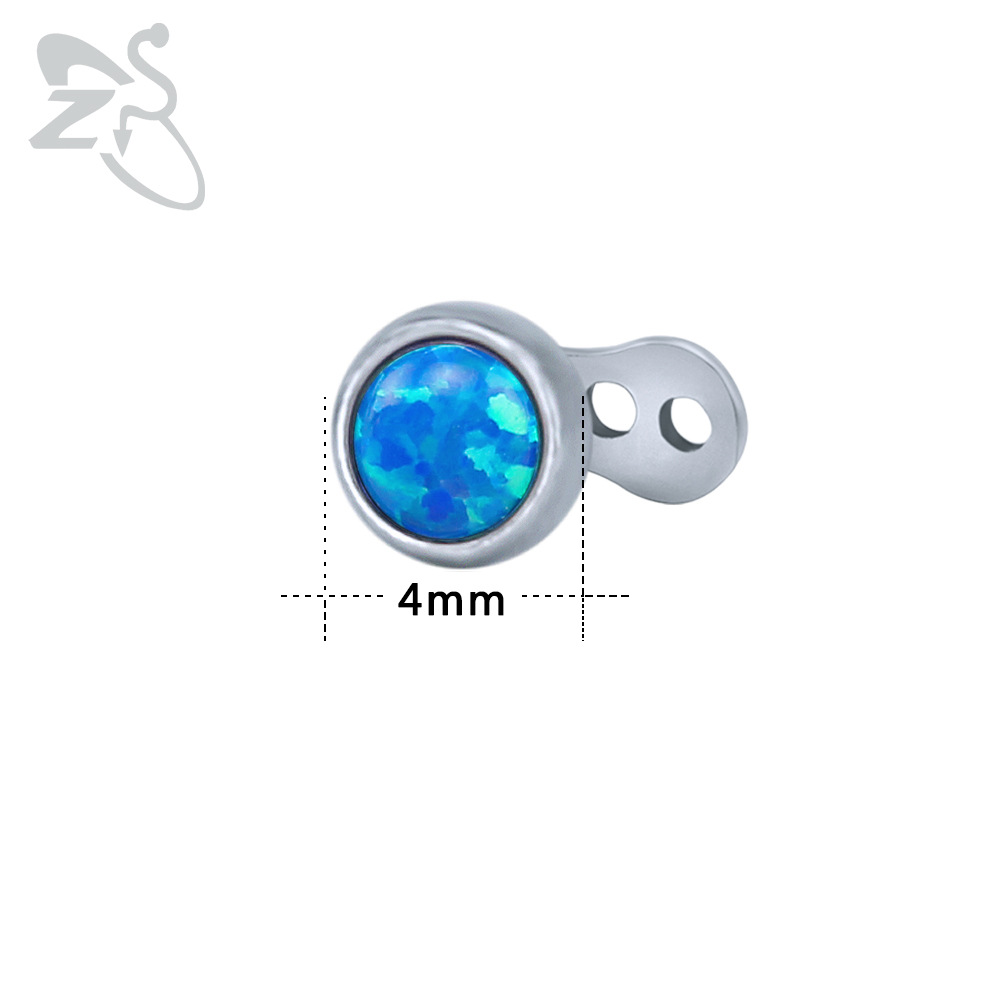 European American Retro Opal Buried Nail Piercing Jewelry 316L Surgical Steel Blue Gem Skin Grafting Nail detail image 12