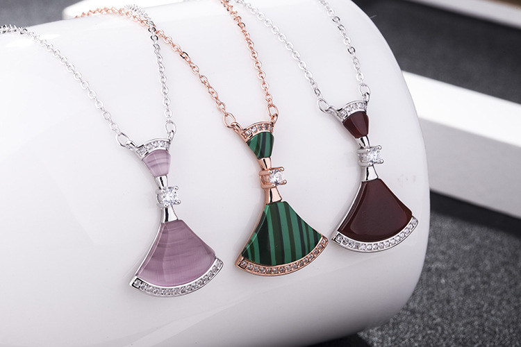 Élégant Style Simple Robes Argent Sterling Placage Incruster Strass Agate Coquille Pendentif display picture 4