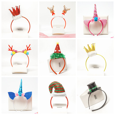 批发新款圣诞节发箍 麋鹿角发箍头饰 圣诞帽节日派对道具儿童头扣|ru